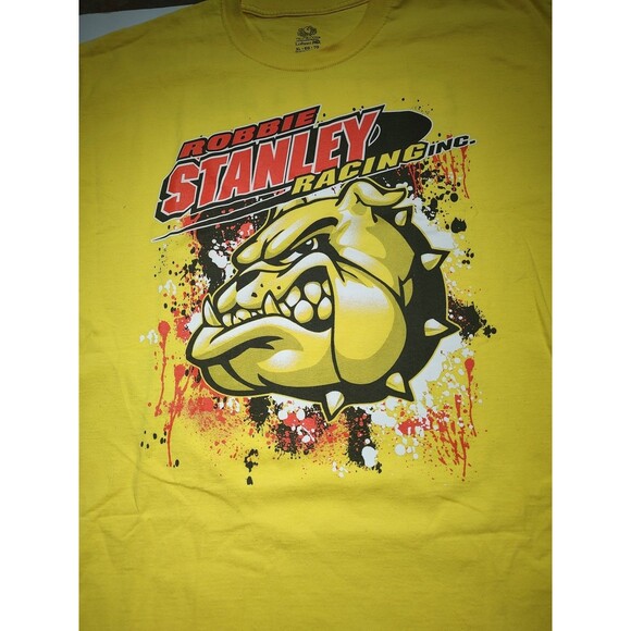 Robbie Stanley USAC SPRINT CAR Racing Bright Yellow T SHIRT XL Y2K Bulldog Vtg - Picture 3 of 5